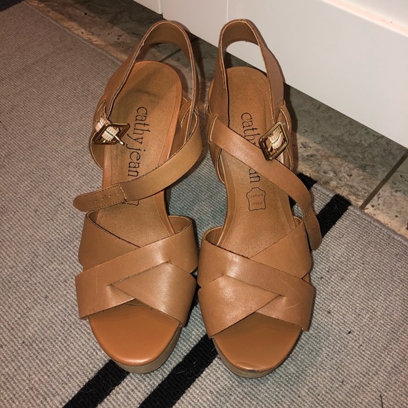 Cathy Jean Shoes - CATHY JEAN TAN WEDGES